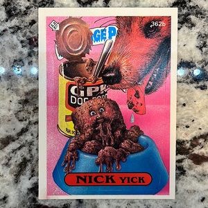 Ultra Rare 1987 Topps Garbage Pail Kids Nick Yick sticker card with ERROR. 😲